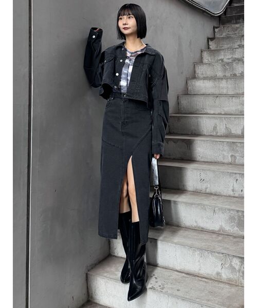 MURUA（ムルーア）の「【セット販売】デニムジャケット&ロングスカートセット（セットアップ・レディース・ブラック/ブルー/ピンク・2/1）」の20枚目の写真