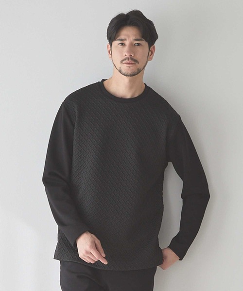 UNION STATION(ユニオンステーション)の「<UNION STATION by MEN'S BIGI>ジャガード×ダンボールバスケットスウェット(スウェット・メンズ・ブラウン/ホワイト/ブラック・L/M/XL)」の3枚目の写真