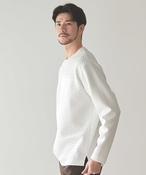 UNION STATION(ユニオンステーション)の「<UNION STATION by MEN'S BIGI>ジャガード×ダンボールバスケットスウェット(スウェット・メンズ・ブラウン/ホワイト/ブラック・L/M/XL)」の10枚目の写真