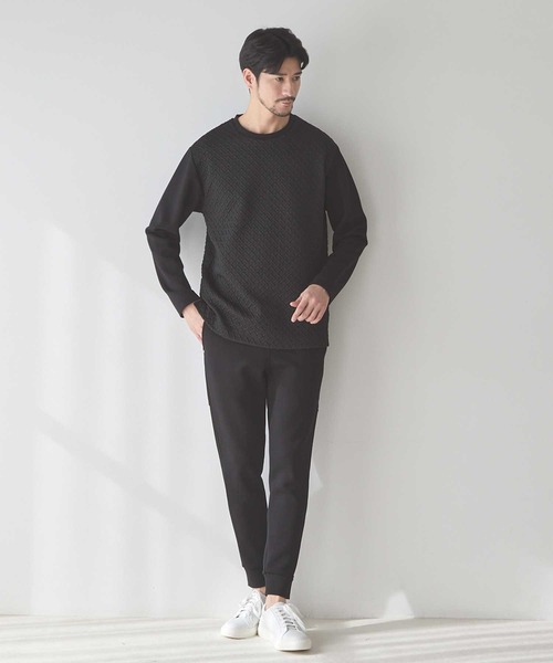 UNION STATION(ユニオンステーション)の「<UNION STATION by MEN'S BIGI>ジャガード×ダンボールバスケットスウェット(スウェット・メンズ・ブラウン/ホワイト/ブラック・L/M/XL)」の4枚目の写真