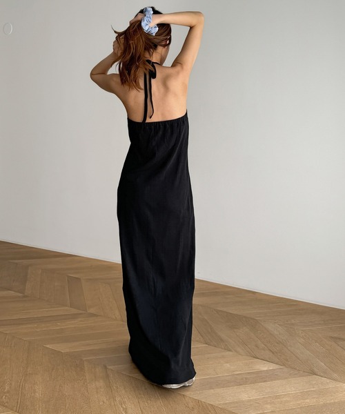 CANAL JEAN(キャナルジーン)の「Miller パネルリブホルターワンピース(ワンピース・レディース・ブラック/ベージュ・ONE SIZE)」の4枚目の写真