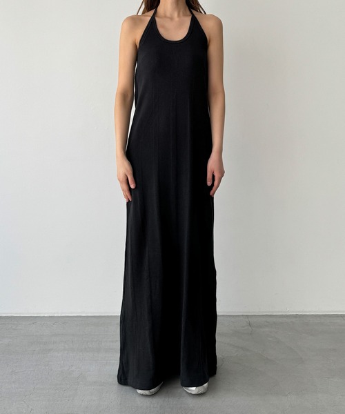 CANAL JEAN(キャナルジーン)の「Miller パネルリブホルターワンピース(ワンピース・レディース・ブラック/ベージュ・ONE SIZE)」の9枚目の写真