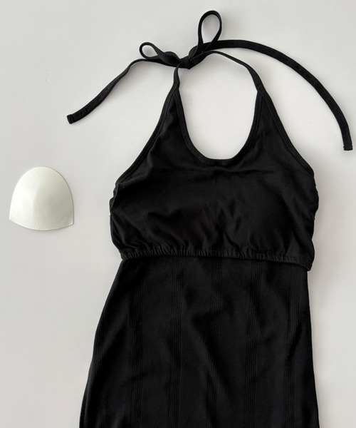 CANAL JEAN(キャナルジーン)の「Miller パネルリブホルターワンピース(ワンピース・レディース・ブラック/ベージュ・ONE SIZE)」の14枚目の写真