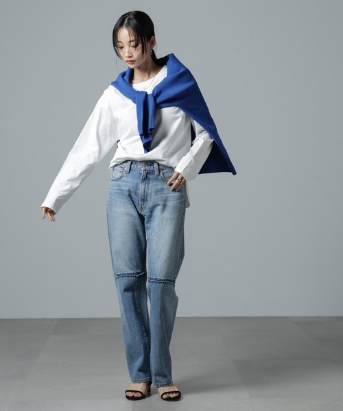 NANO universe（ナノユニバース）の「サイドスリットロングスリーブTシャツ（Tシャツ/カットソー・レディース・ブラック/ホワイト/ネイビー・FREE）」の7枚目の写真