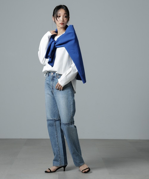 NANO universe（ナノユニバース）の「サイドスリットロングスリーブTシャツ（Tシャツ/カットソー・レディース・ブラック/ホワイト/ネイビー・FREE）」の8枚目の写真