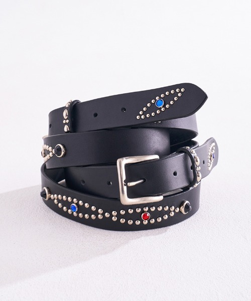 EFFECTEN（エフェクテン）の「mko12562- UTILITY Studs Leather Belt ベルト（ベルト・メンズ・ブラック・2/3）」の4枚目の写真