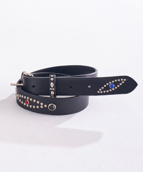 EFFECTEN（エフェクテン）の「mko12562- UTILITY Studs Leather Belt ベルト（ベルト・メンズ・ブラック・2/3）」の6枚目の写真