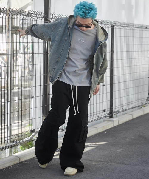 SHORT ROUND/【25年春夏新作】スウィッチングデニムフードブルゾン（デニムジャケット）｜SHORT ROUND（ショートラウンド）