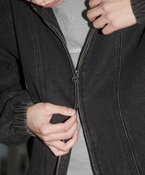 SHORT ROUND/【25年春夏新作】スウィッチングデニムフードブルゾン（デニムジャケット）｜SHORT ROUND（ショートラウンド）