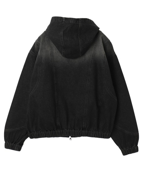 SHORT ROUND/【25年春夏新作】スウィッチングデニムフードブルゾン（デニムジャケット）｜SHORT ROUND（ショートラウンド）