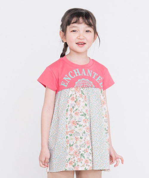 RAGMART（ラグマート）の「リメイク風パッチワークチュニック（ワンピース・キッズ・グリーン/ピンク/グレー・80ｃｍ/90cm/95cm）」の3枚目の写真