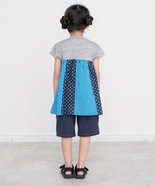 RAGMART（ラグマート）の「リメイク風パッチワークチュニック（ワンピース・キッズ・グリーン/ピンク/グレー・80ｃｍ/90cm/95cm）」の6枚目の写真