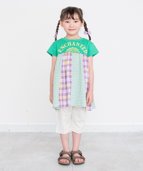 RAGMART（ラグマート）の「リメイク風パッチワークチュニック（ワンピース・キッズ・グリーン/ピンク/グレー・80ｃｍ/90cm/95cm）」の7枚目の写真