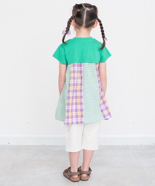 RAGMART（ラグマート）の「リメイク風パッチワークチュニック（ワンピース・キッズ・グリーン/ピンク/グレー・80ｃｍ/90cm/95cm）」の9枚目の写真