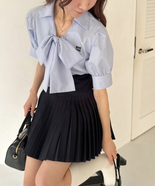 one after another NICE CLAUP（ワンアフターアナザーナイスクラップ）の「プレート付きプリーツミニスカート（スカート・レディース・チャコールグレー/オフホワイト/ベージュ/ネイビー・MEDIUM/SMALL）」の20枚目の写真