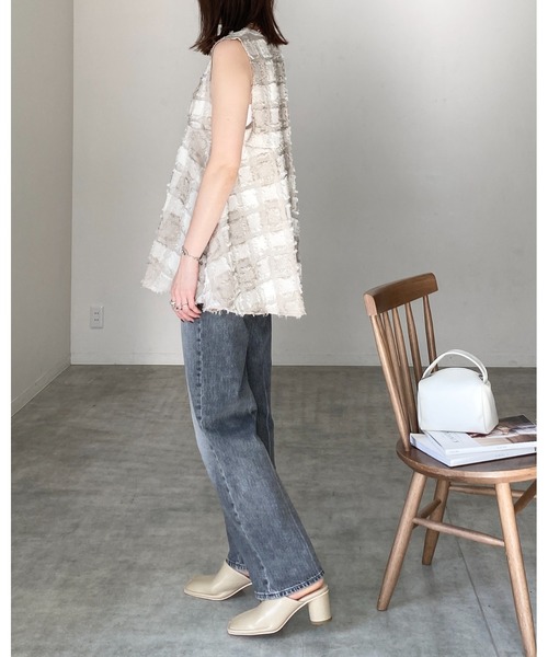 りっぴー　チェックジャガードへプラムベスト JEANASIS｜チェックジャガードペプラムベスト | Rakuten Fashion