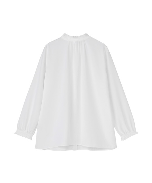 TOKYO SHIRTS(トウキョウシャツ)の「パウダーサテン シャツカラーレディース長袖ブラウス(シャツ/ブラウス・レディース・ベージュ/オフホワイト・LL/L/M)」の5枚目の写真