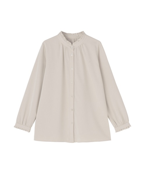 TOKYO SHIRTS(トウキョウシャツ)の「パウダーサテン シャツカラーレディース長袖ブラウス(シャツ/ブラウス・レディース・ベージュ/オフホワイト・LL/L/M)」の11枚目の写真