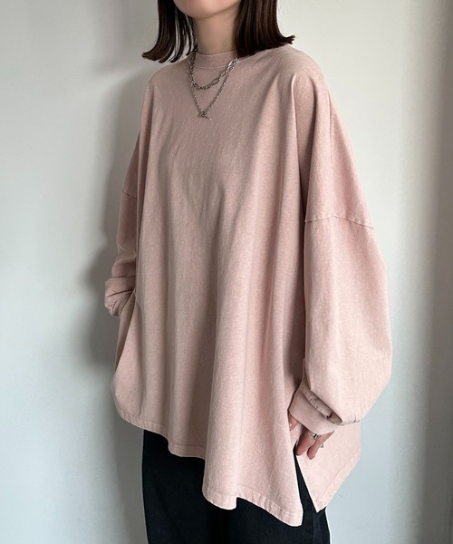 apres jour mignon（アプレジュールミニョン）の「袖ボリュームロンT（Tシャツ/カットソー・レディース・ネイビー/レッド/オフホワイト/ピンク/イエロー/ブラック系その他/ナチュラル・SMALL/X-LARGE）」の6枚目の写真