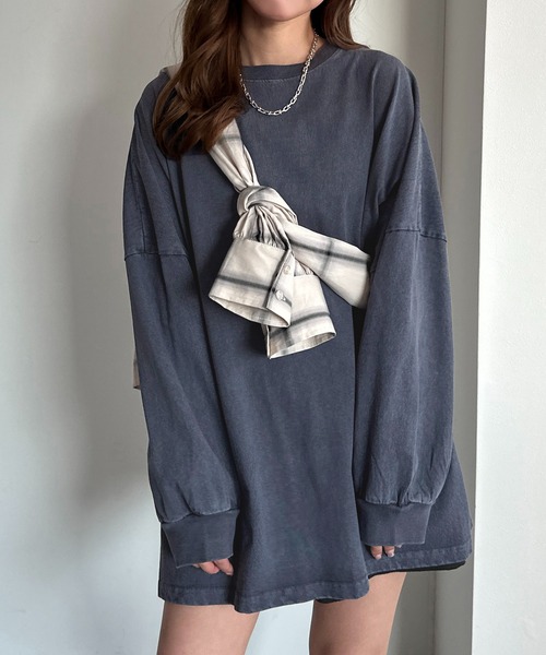 apres jour mignon（アプレジュールミニョン）の「袖ボリュームロンT（Tシャツ/カットソー・レディース・ネイビー/レッド/オフホワイト/ピンク/イエロー/ブラック系その他/ナチュラル・SMALL/X-LARGE）」の11枚目の写真