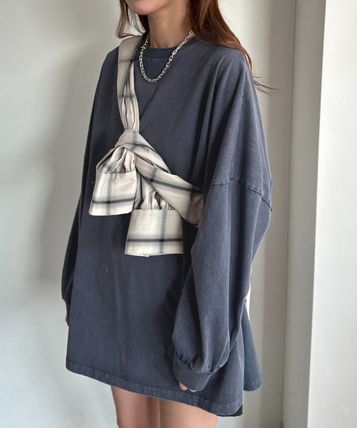 apres jour mignon（アプレジュールミニョン）の「袖ボリュームロンT（Tシャツ/カットソー・レディース・ネイビー/レッド/オフホワイト/ピンク/イエロー/ブラック系その他/ナチュラル・SMALL/X-LARGE）」の10枚目の写真