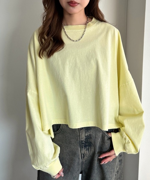 apres jour mignon（アプレジュールミニョン）の「袖ボリュームロンT（Tシャツ/カットソー・レディース・ネイビー/レッド/オフホワイト/ピンク/イエロー/ブラック系その他/ナチュラル・SMALL/X-LARGE）」の16枚目の写真