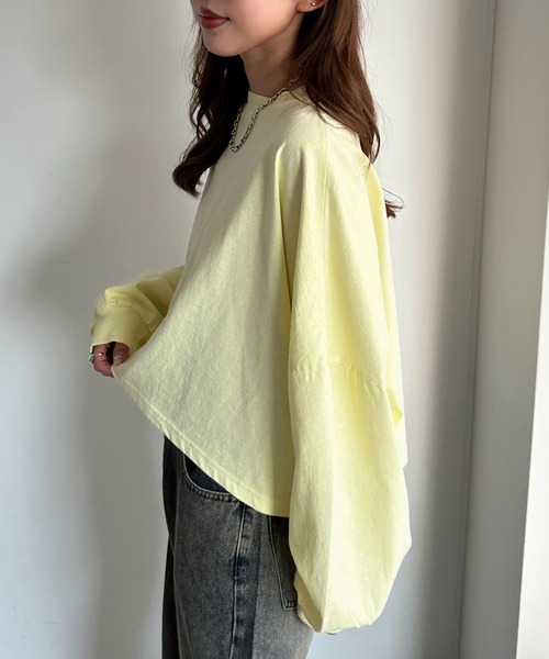 apres jour mignon（アプレジュールミニョン）の「袖ボリュームロンT（Tシャツ/カットソー・レディース・ネイビー/レッド/オフホワイト/ピンク/イエロー/ブラック系その他/ナチュラル・SMALL/X-LARGE）」の17枚目の写真