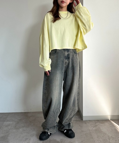 apres jour mignon（アプレジュールミニョン）の「袖ボリュームロンT（Tシャツ/カットソー・レディース・ネイビー/レッド/オフホワイト/ピンク/イエロー/ブラック系その他/ナチュラル・SMALL/X-LARGE）」の19枚目の写真
