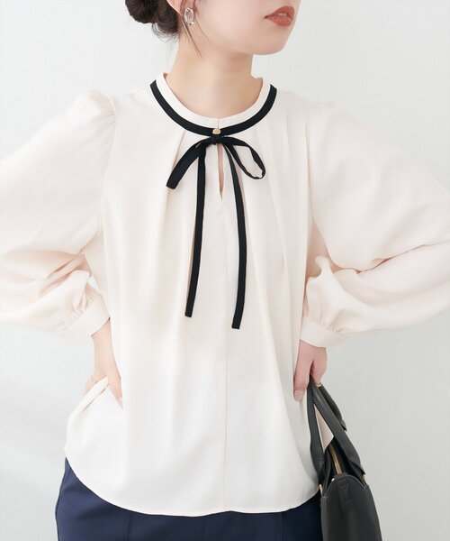 natural couture(ナチュラルクチュール)の「リボン付きマルチWAYブラウス(シャツ/ブラウス・レディース・グレー/アイボリー/ピンク/ブルー/ネイビー・FREE)」の17枚目の写真