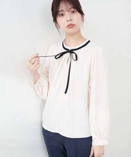 natural couture(ナチュラルクチュール)の「リボン付きマルチWAYブラウス(シャツ/ブラウス・レディース・グレー/アイボリー/ピンク/ブルー/ネイビー・FREE)」の19枚目の写真