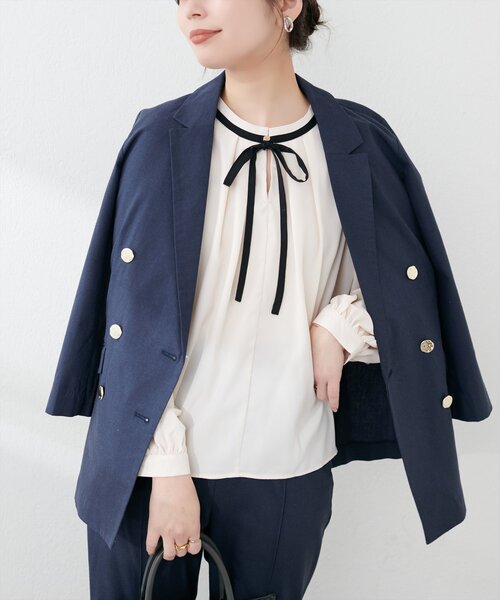 natural couture(ナチュラルクチュール)の「リボン付きマルチWAYブラウス(シャツ/ブラウス・レディース・グレー/アイボリー/ピンク/ブルー/ネイビー・FREE)」の22枚目の写真