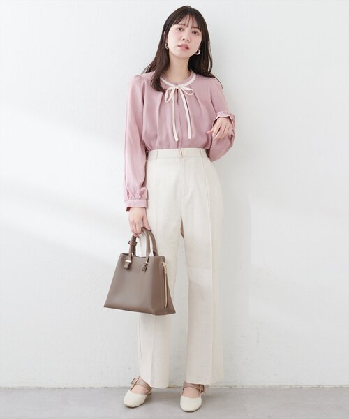 natural couture(ナチュラルクチュール)の「リボン付きマルチWAYブラウス(シャツ/ブラウス・レディース・グレー/アイボリー/ピンク/ブルー/ネイビー・FREE)」の8枚目の写真