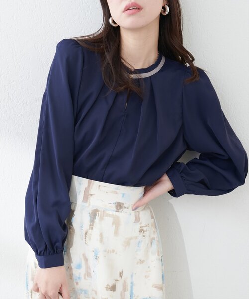 natural couture(ナチュラルクチュール)の「リボン付きマルチWAYブラウス(シャツ/ブラウス・レディース・グレー/アイボリー/ピンク/ブルー/ネイビー・FREE)」の3枚目の写真