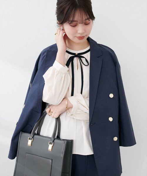 natural couture(ナチュラルクチュール)の「リボン付きマルチWAYブラウス(シャツ/ブラウス・レディース・グレー/アイボリー/ピンク/ブルー/ネイビー・FREE)」の21枚目の写真