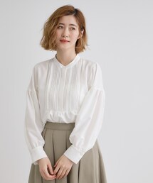 ピンタックボリュームスリーブブラウス