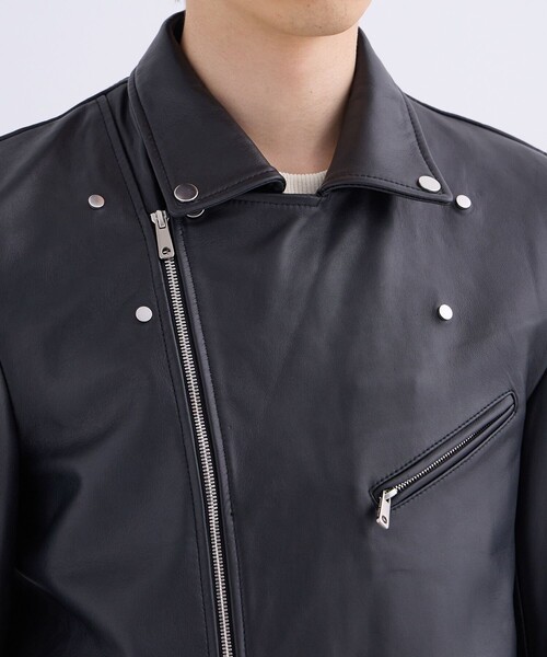 【Y&F】 UNITED TOKYO 羊皮ダブルライダースジャケット ラムレザーダブルライダース(1 BLACK): : メンズ｜UNITED TOKYO