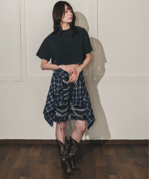 madrepadre（マドレパドレ）の「ヴィンテージウォッシュピグメントダイクロップドTシャツ（Tシャツ/カットソー・レディース・ネイビー/パープル/ブラック・MEDIUM/LARGE）」の8枚目の写真
