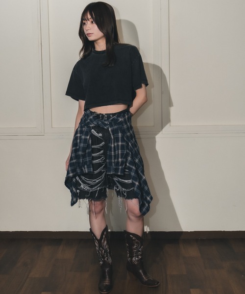 madrepadre(マドレパドレ)の「ヴィンテージウォッシュピグメントダイクロップドTシャツ(Tシャツ/カットソー・レディース・ネイビー/パープル/ブラック・MEDIUM/LARGE)」の9枚目の写真