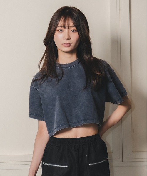 madrepadre(マドレパドレ)の「ヴィンテージウォッシュピグメントダイクロップドTシャツ(Tシャツ/カットソー・レディース・ネイビー/パープル/ブラック・MEDIUM/LARGE)」の10枚目の写真