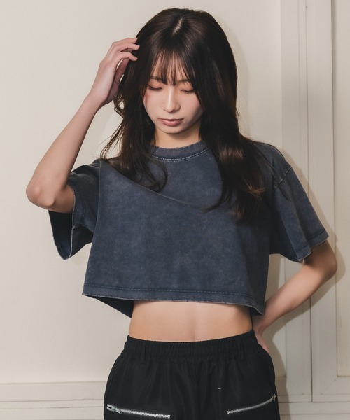 madrepadre（マドレパドレ）の「ヴィンテージウォッシュピグメントダイクロップドTシャツ（Tシャツ/カットソー・レディース・ネイビー/パープル/ブラック・MEDIUM/LARGE）」の13枚目の写真