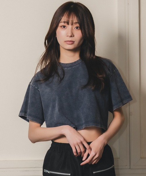 madrepadre(マドレパドレ)の「ヴィンテージウォッシュピグメントダイクロップドTシャツ(Tシャツ/カットソー・レディース・ネイビー/パープル/ブラック・MEDIUM/LARGE)」の14枚目の写真