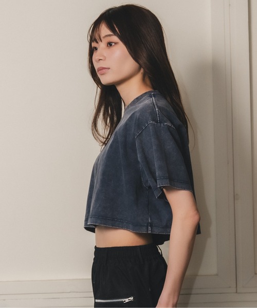 madrepadre(マドレパドレ)の「ヴィンテージウォッシュピグメントダイクロップドTシャツ(Tシャツ/カットソー・レディース・ネイビー/パープル/ブラック・MEDIUM/LARGE)」の15枚目の写真