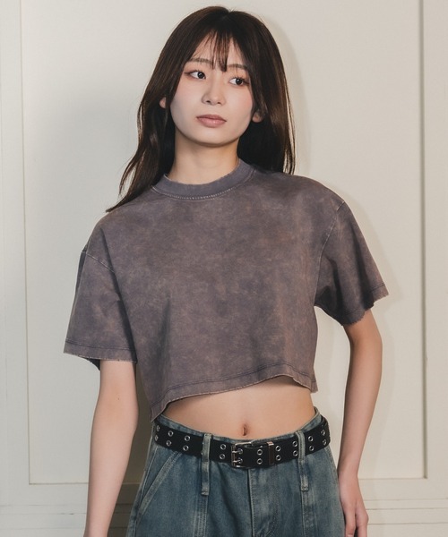 madrepadre(マドレパドレ)の「ヴィンテージウォッシュピグメントダイクロップドTシャツ(Tシャツ/カットソー・レディース・ネイビー/パープル/ブラック・MEDIUM/LARGE)」の19枚目の写真
