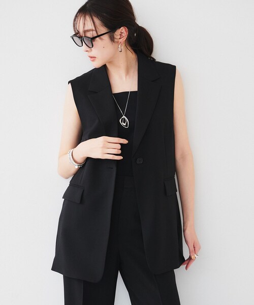 UNTITLED（アンタイトル）の「【接触冷感/UV/セットアップ可能】ライトウェイト テーラードジレ（ベスト・レディース・チャコールグレー/ブラック/ベージュ・00/02/04/44/48）」の10枚目の写真