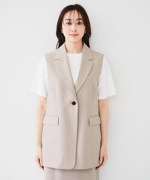 UNTITLED（アンタイトル）の「【接触冷感/UV/セットアップ可能】ライトウェイト テーラードジレ（ベスト・レディース・チャコールグレー/ブラック/ベージュ・00/02/04/44/48）」の18枚目の写真