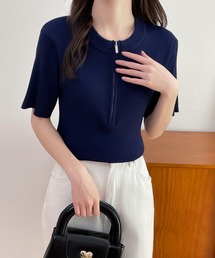 ABITOKYO（アビトーキョー）の「ハーフネッククルーネックリブニットトップス（ニット/セーター）」