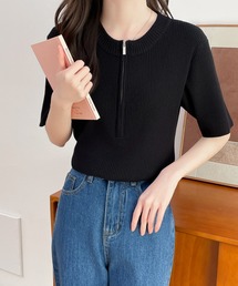 ABITOKYO（アビトーキョー）の「ハーフネッククルーネックリブニットトップス（ニット/セーター）」