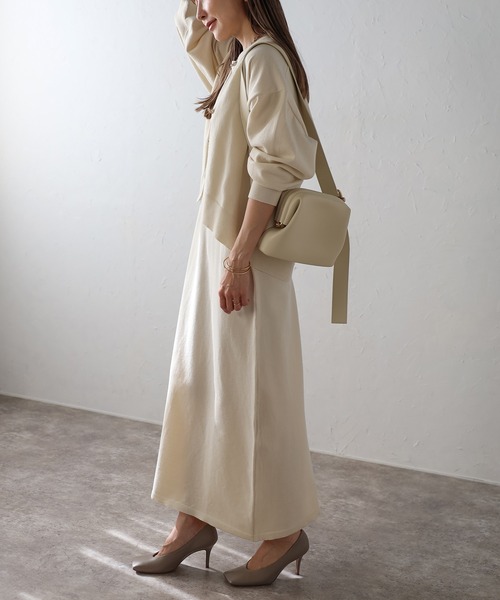 セール】Vネックカーディガン×ノースリーブIラインワンピース