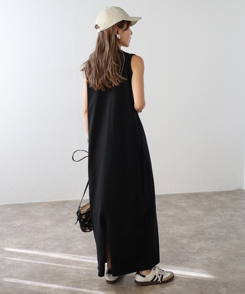 Vネックカーディガン×ノースリーブIラインワンピースセット