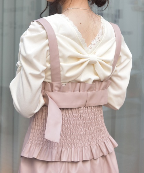 axes femme（アクシーズファム）の「合皮素材ビスチェ（ベスト・レディース・ピンク/ブラック・FREE）」の6枚目の写真